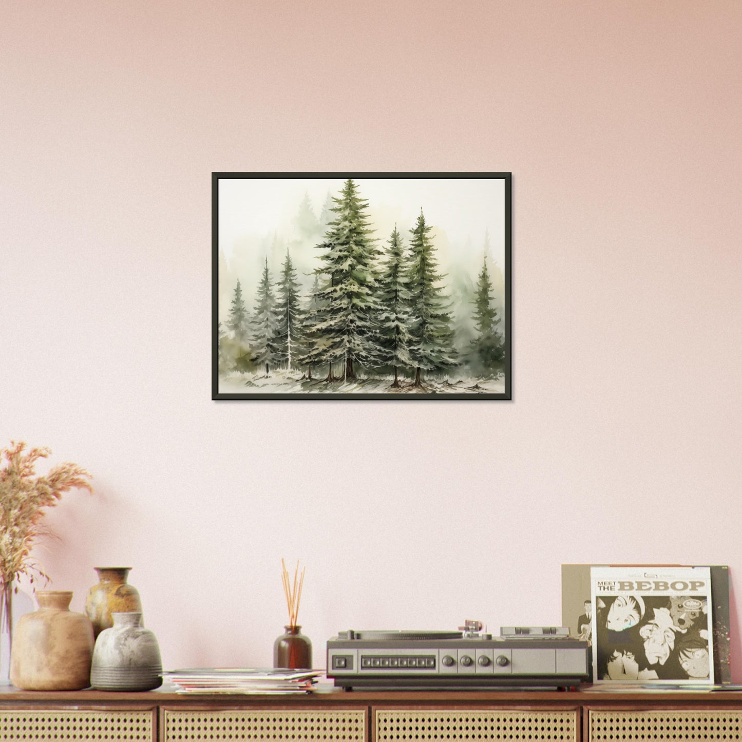 Verdant Veil - The Winter's Slumber - Landscape Art-print-in-aluminum-frame