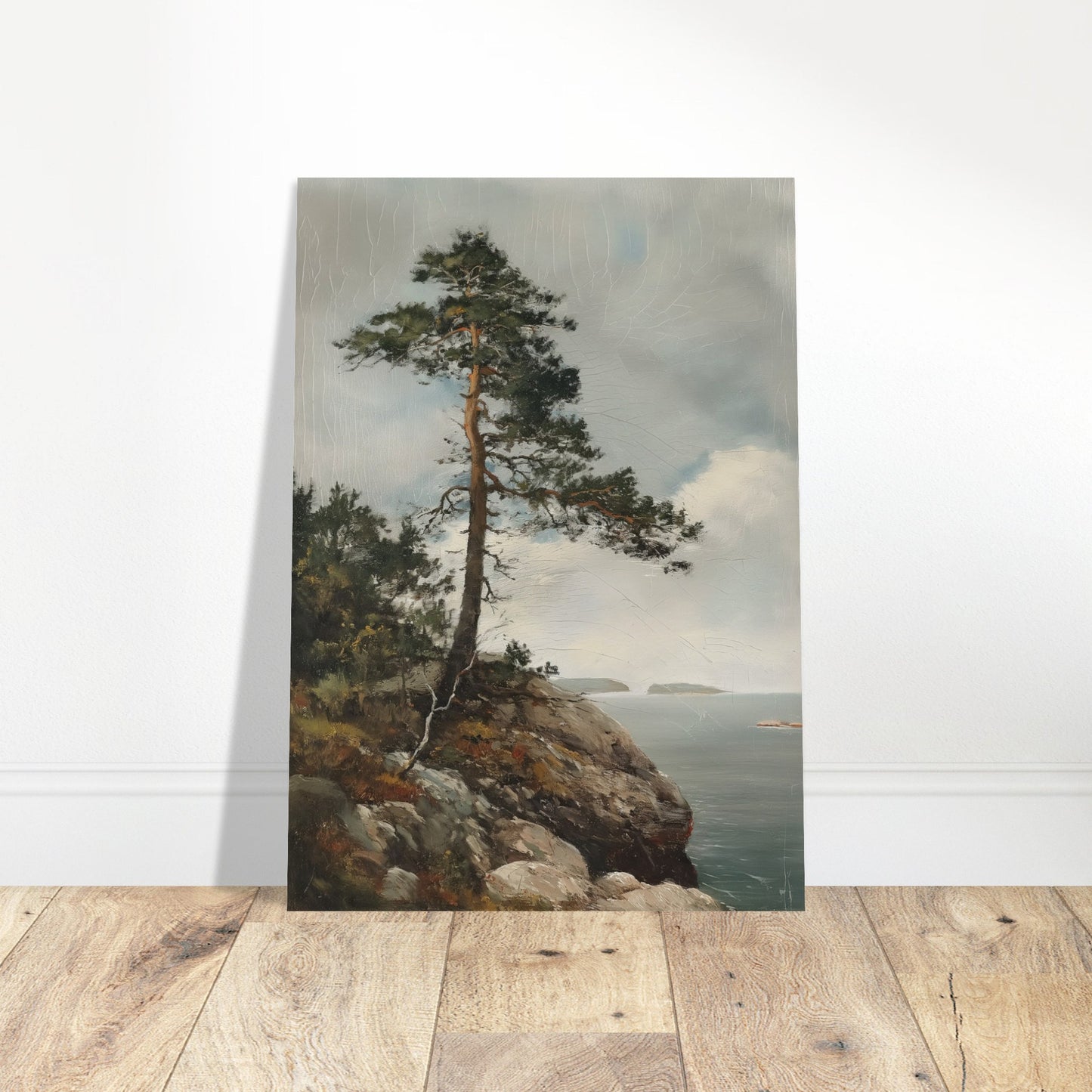 Majestic Solitude - Lone Pine Overlooking the Sea - Nature Art-poster