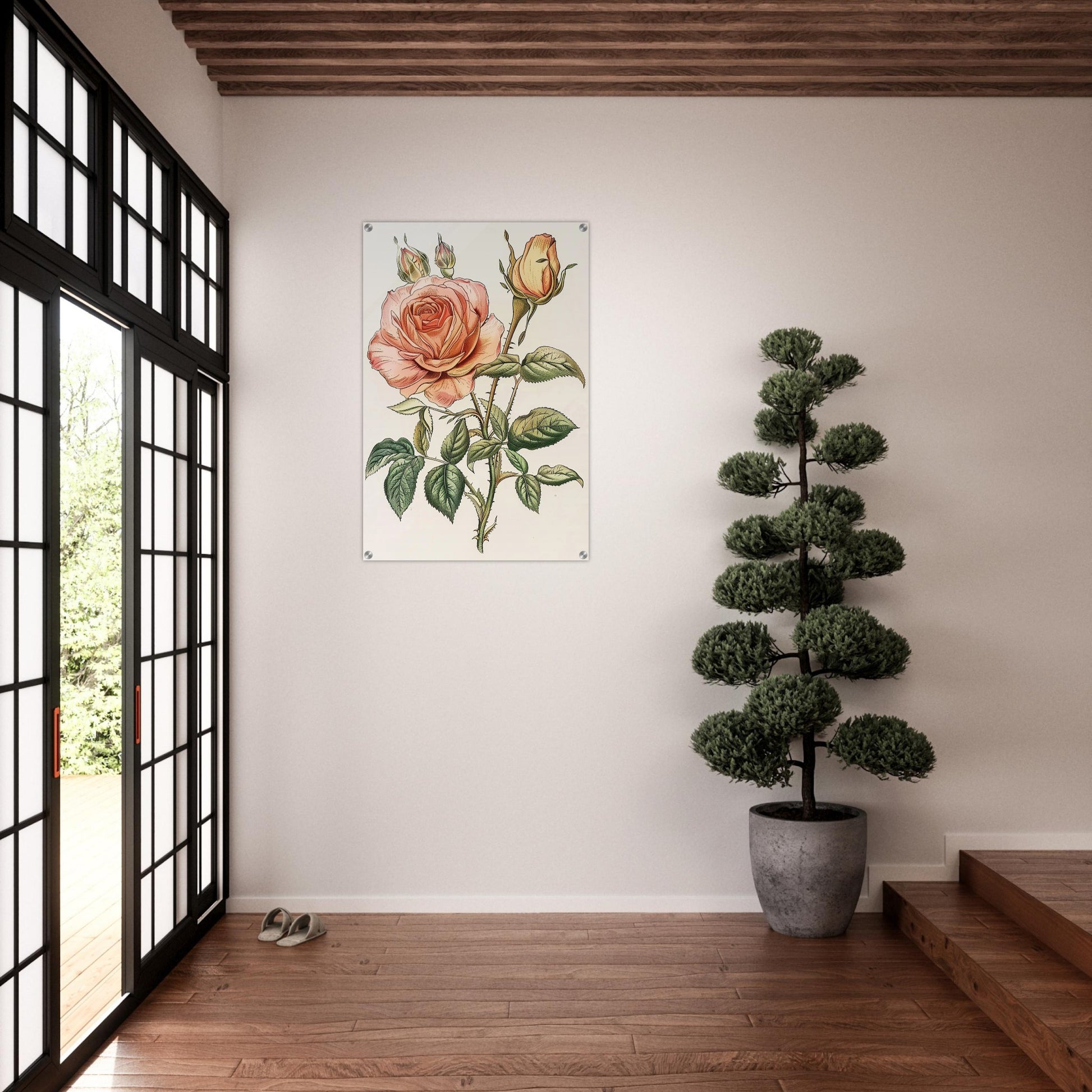 Vintage Blossom Elegance - Floral Art-print-on-acrylic