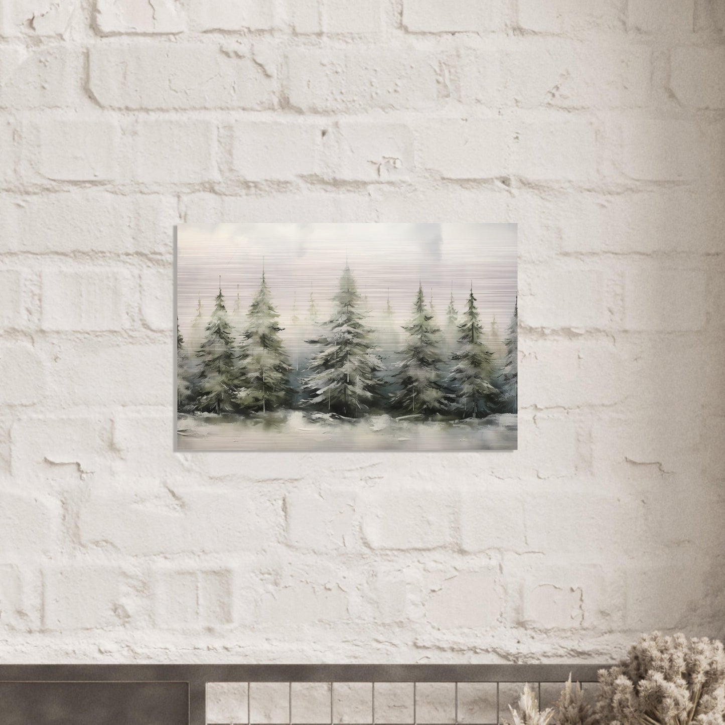 Misty Pines - Dawn's Serene Symphony - Landscape Art-print-on-aluminum