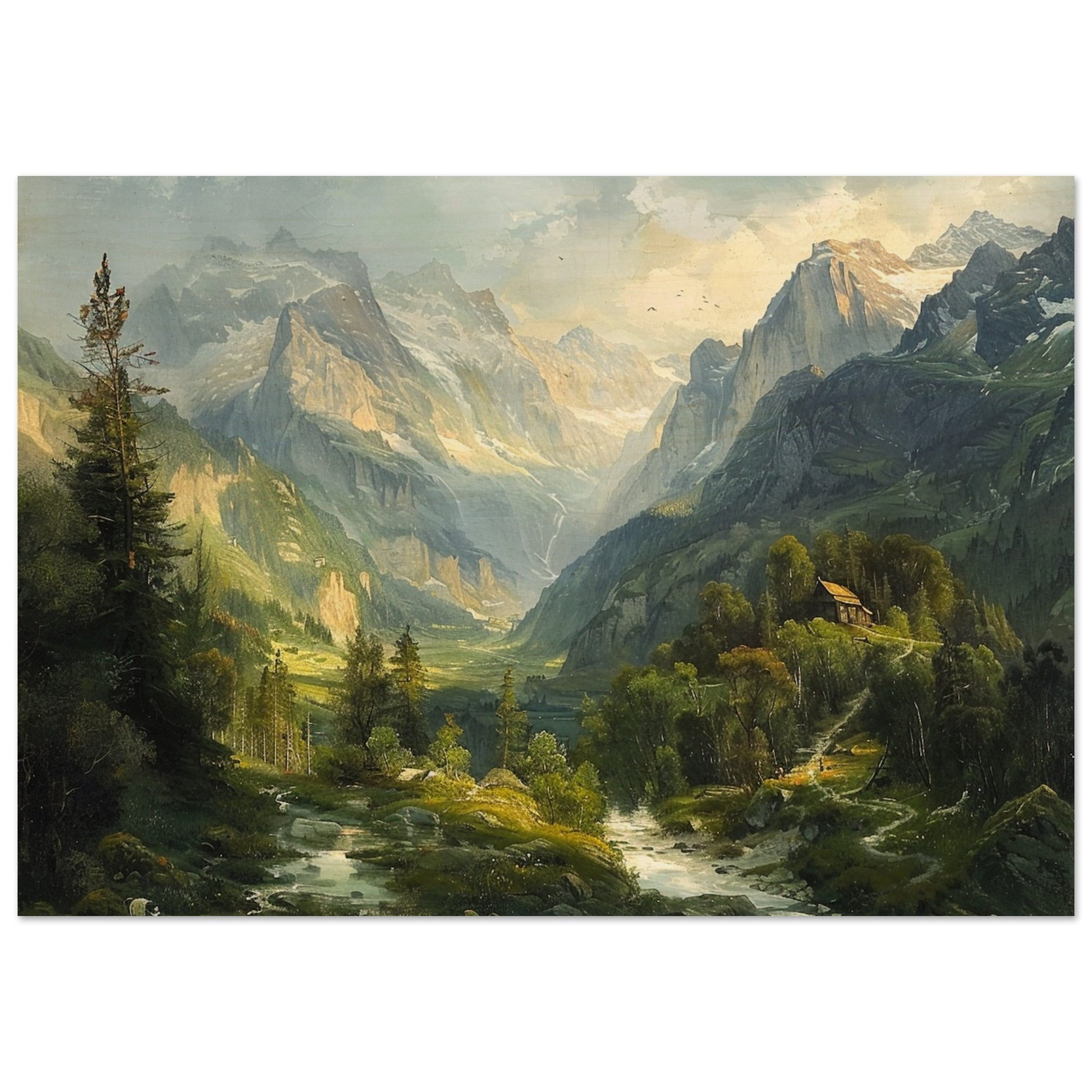 Alpine Serenity - A Portrait of the Tztal Valley - Nature Art-print-on-wood