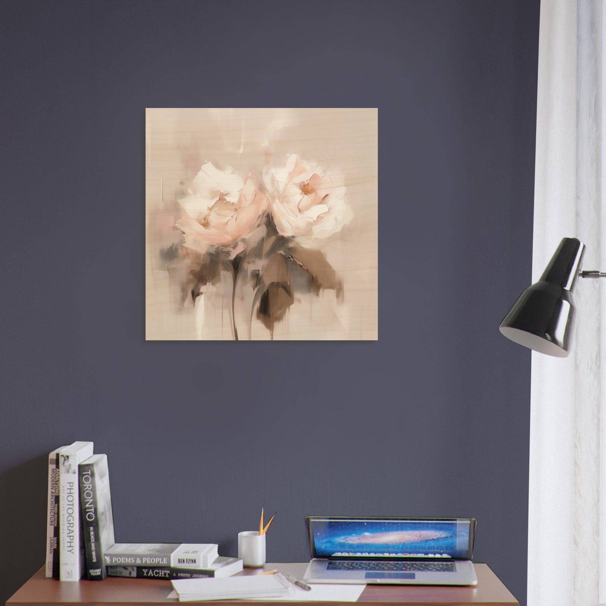 Ballet of Dawn - Gentle Rose Triptych - Abstract Wall Art-print-on-wood