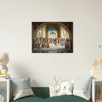 Conclave of Enlightenment - Homage to The School of Athens - Classic Art-print-on-wood