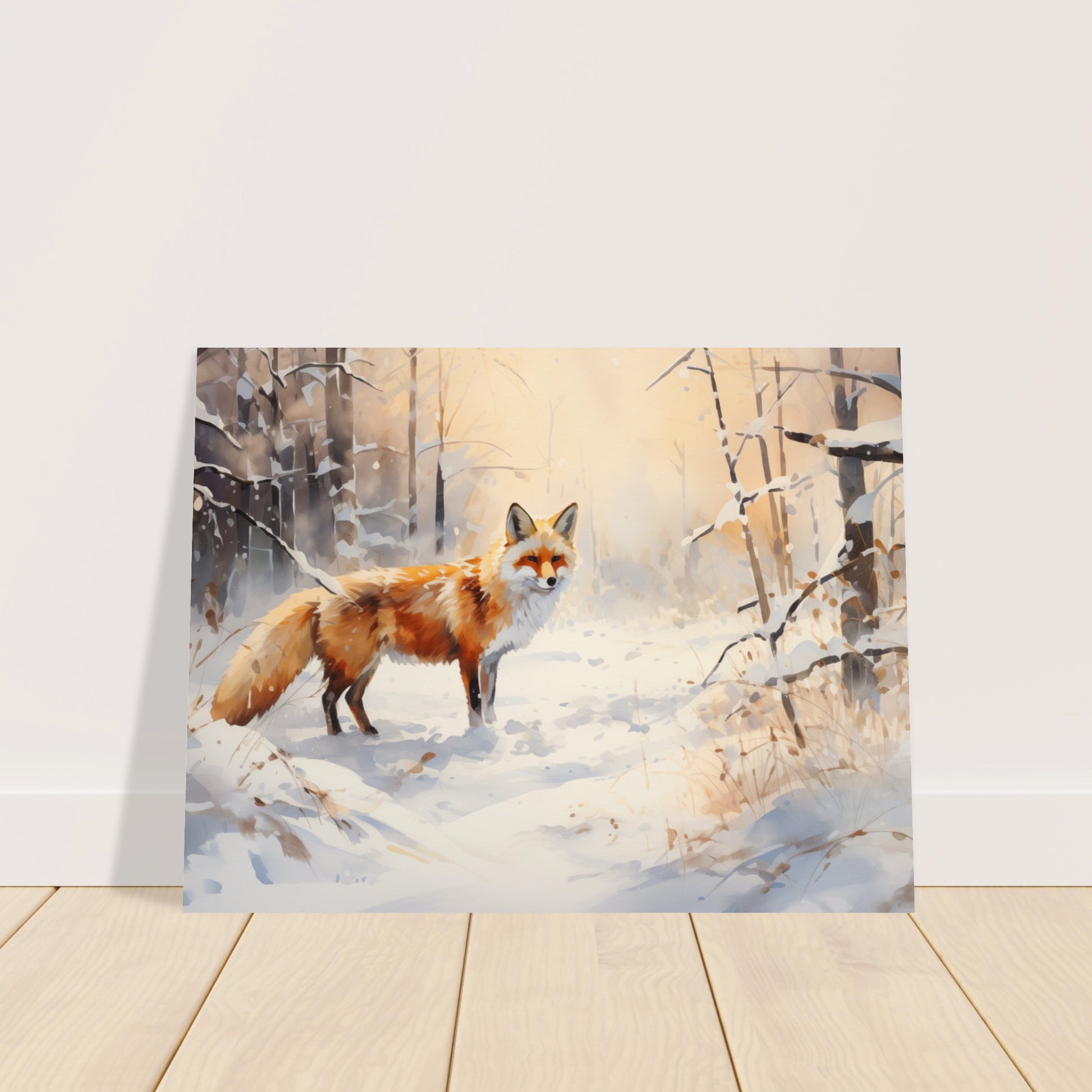 Crimson Sentry - Winter’s Vibrant Whisper - Nature Art-poster