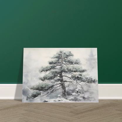 Winter's Sentinel - The Stoic Pine - Landscape Art-poster