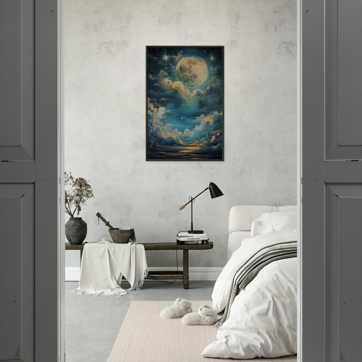 Lunar Sonata - An Evening's Rhapsody in Blue - Fantasy Art-print-in-aluminum-frame