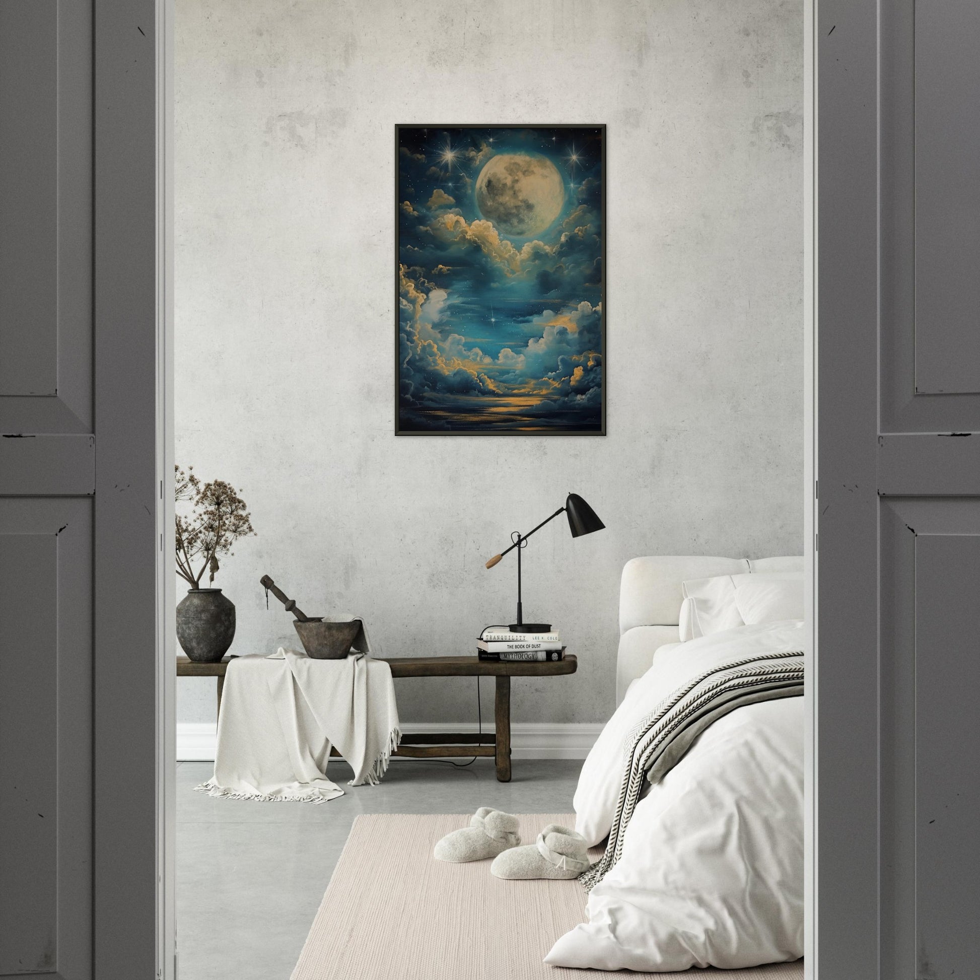 Lunar Sonata - An Evening's Rhapsody in Blue - Fantasy Art-print-in-aluminum-frame