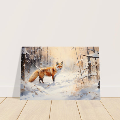 Crimson Sentry - Winter’s Vibrant Whisper - Nature Art-poster