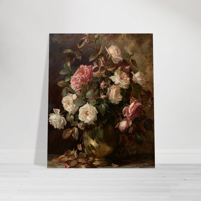 Opulent Blooms - Classical Rose Still Life - Still life art pieces-poster