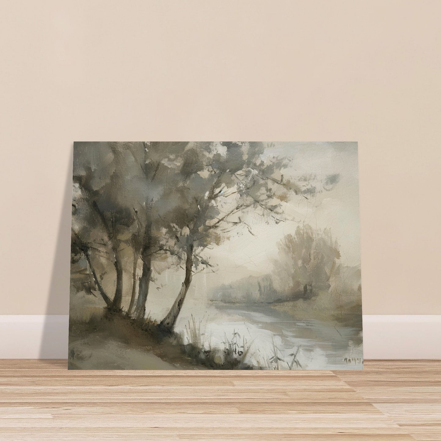 Misty River Reverie - Pastoral Landscape Art-poster