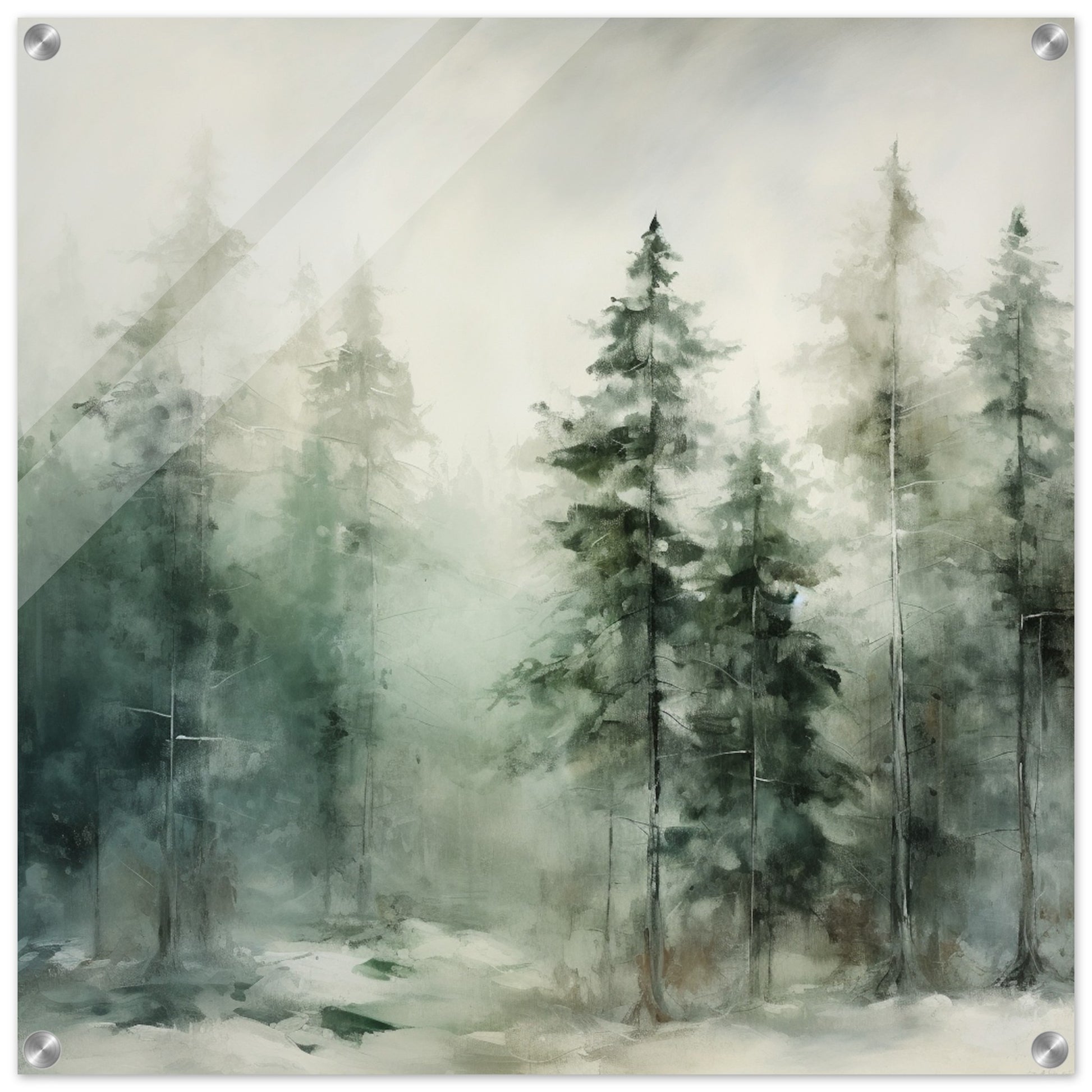 Emerald Enclave - The Forest’s Winter Cloak - Landscape Art-print-on-acrylic