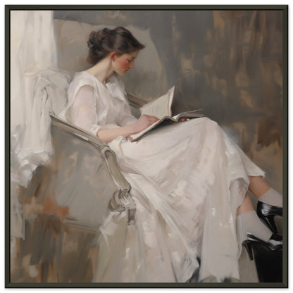 Literary Repose - The Grace of Solitude - Classic Art-print-in-aluminum-frame