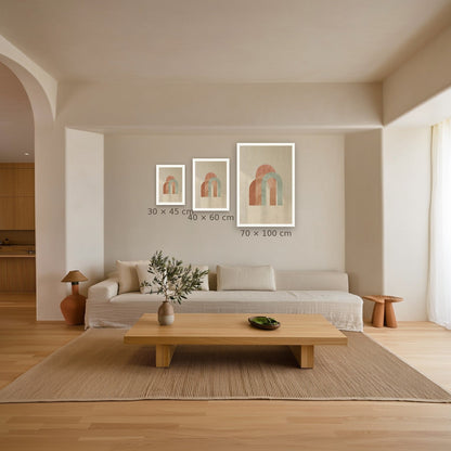 Earth Arch No. 1 — Medium, Large and Statement sizes compared on one wall