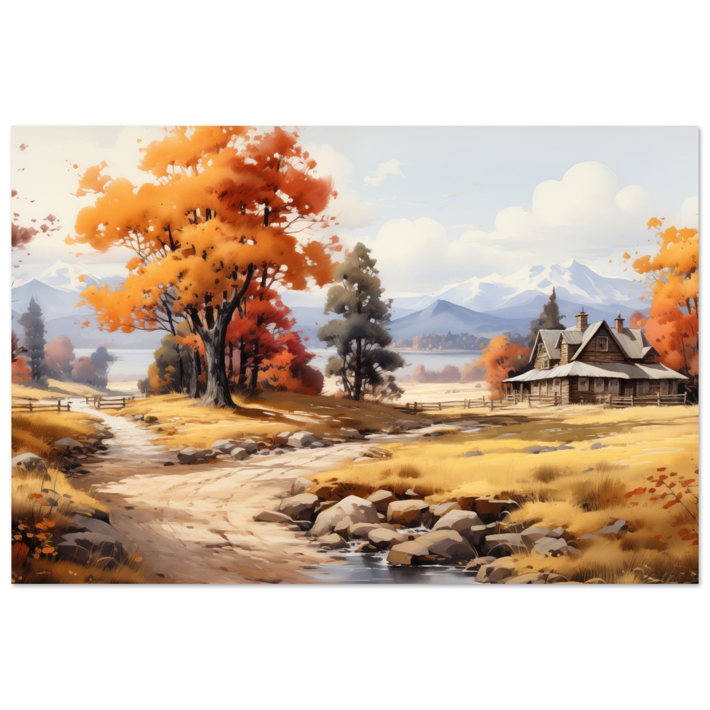 Autumn's Homestead - The Warmth of Seasons - Landscape Art-print-on-foam-board