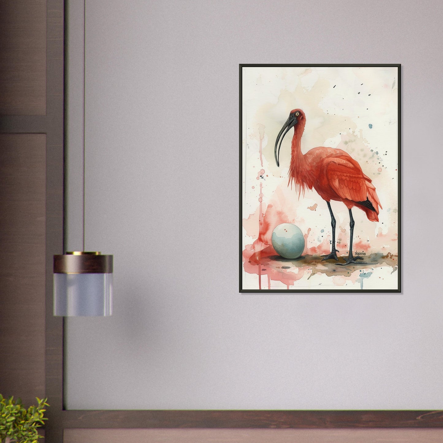 Crimson Sentinel - Elegance in Repose - Nature Art-print-in-aluminum-frame