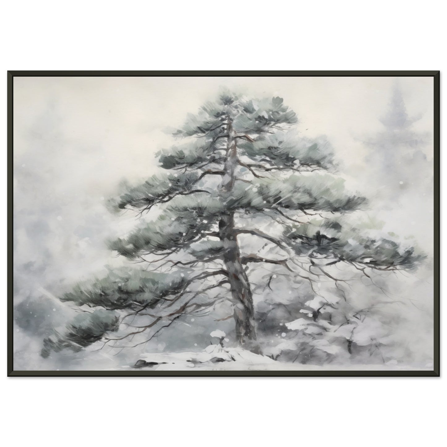 Winter's Sentinel - The Stoic Pine - Landscape Art-print-in-aluminum-frame