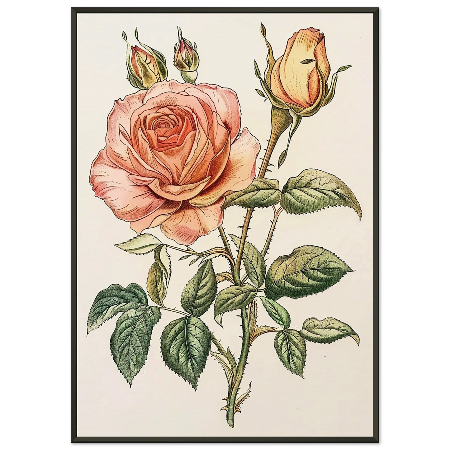 Vintage Blossom Elegance - Floral Art-print-in-aluminum-frame