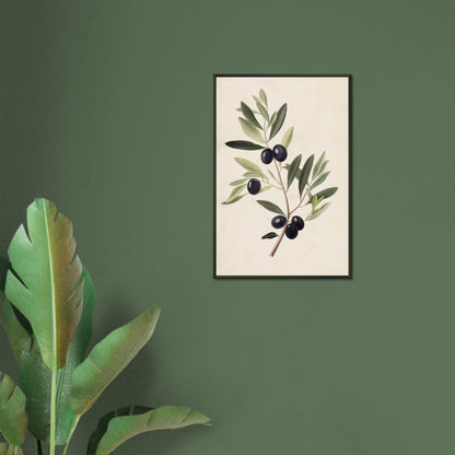 Verdant Vitality - Black Olive Branch - Fine arts-print-in-aluminum-frame