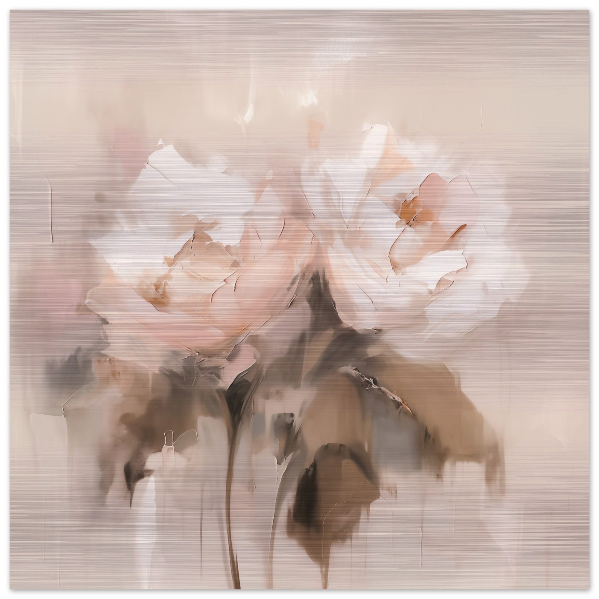 Ballet of Dawn - Gentle Rose Triptych - Abstract Wall Art-print-on-aluminum