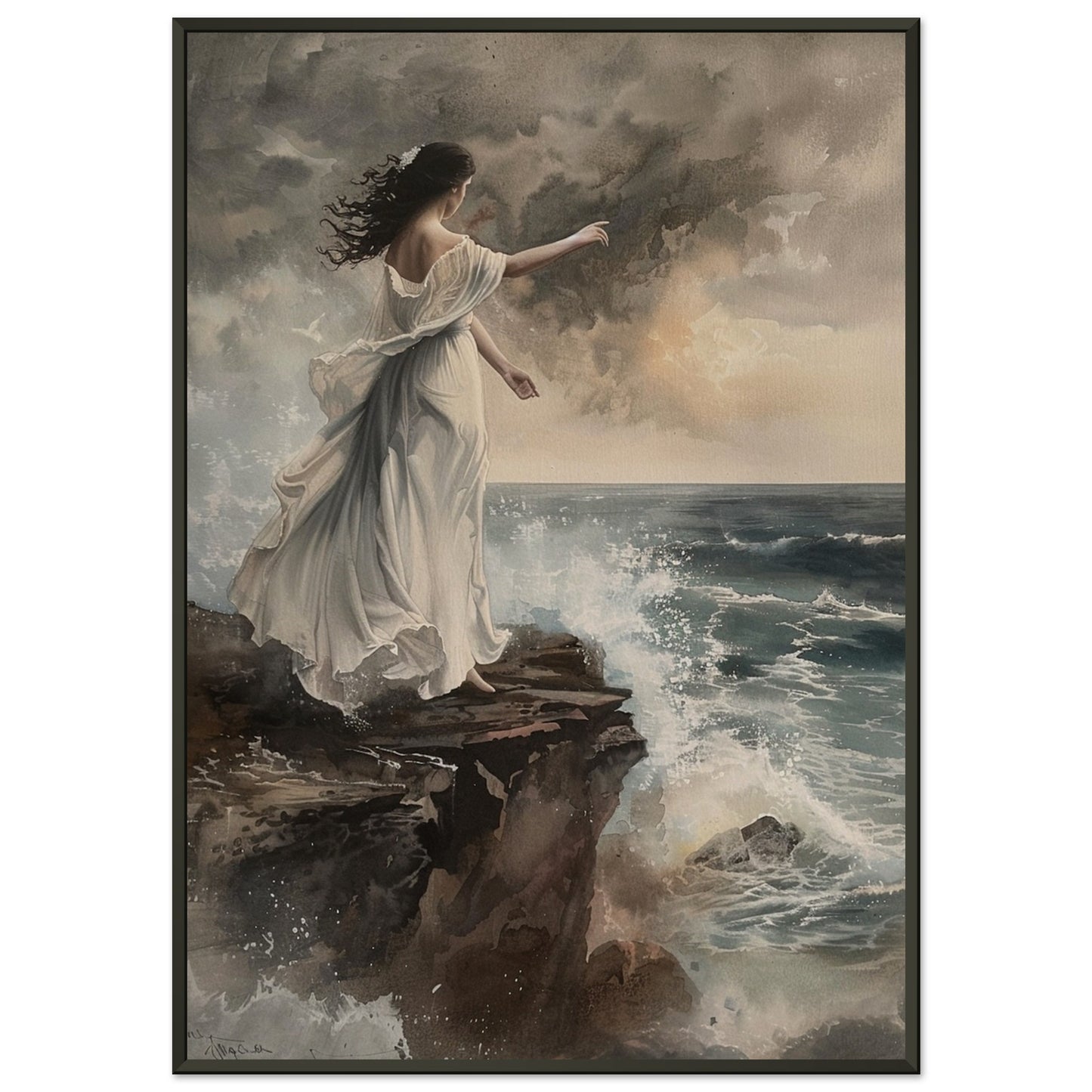 Abyssal Echoes - The Call of the Tides - Classic Art-print-in-aluminum-frame