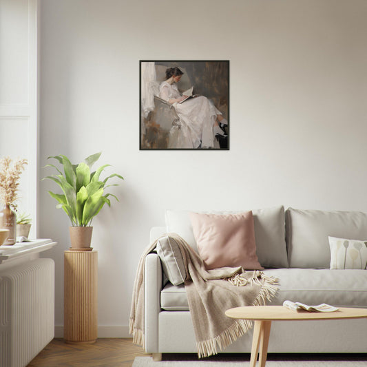 Literary Repose - The Grace of Solitude - Classic Art-print-in-aluminum-frame