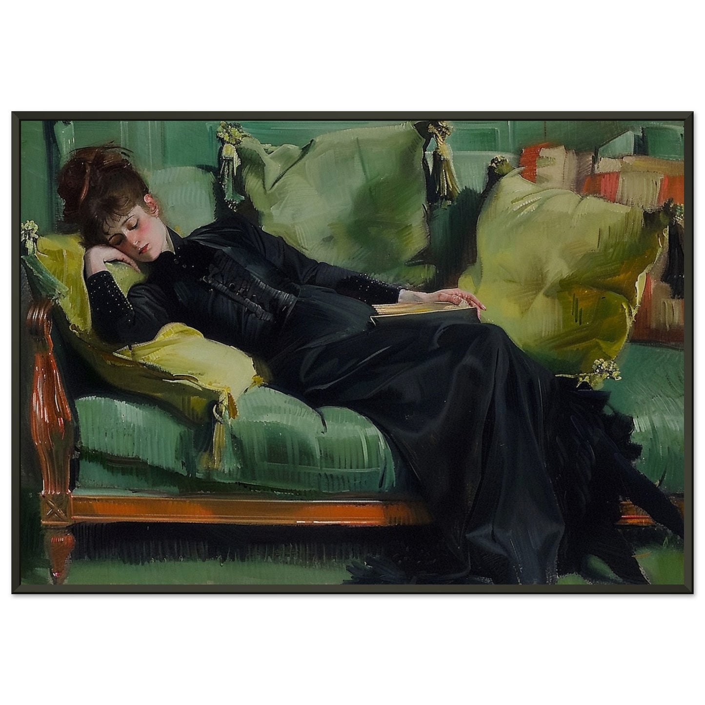 Repose in Reverie - A Moment Suspended in Time - Classic Art-print-in-aluminum-frame