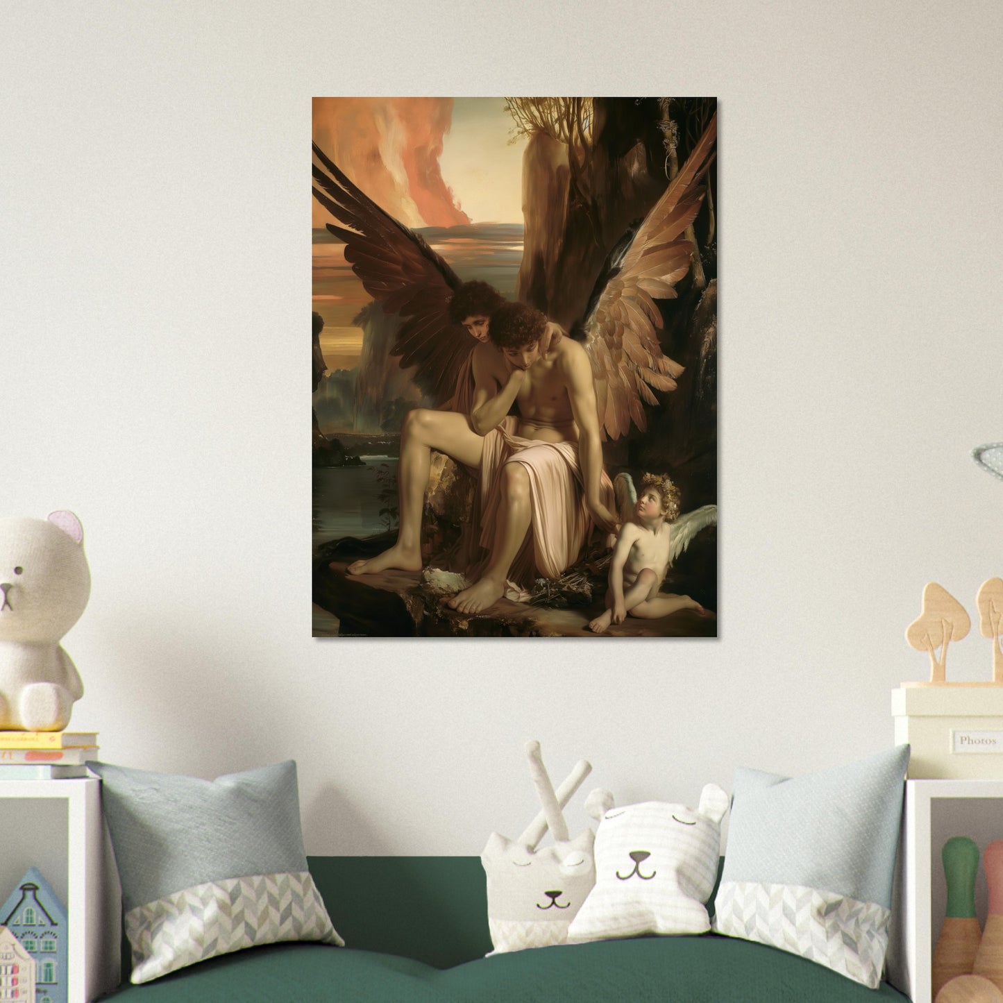 Celestial Aegis - Guardians at Dusk - Classic Art-print-on-foam-board