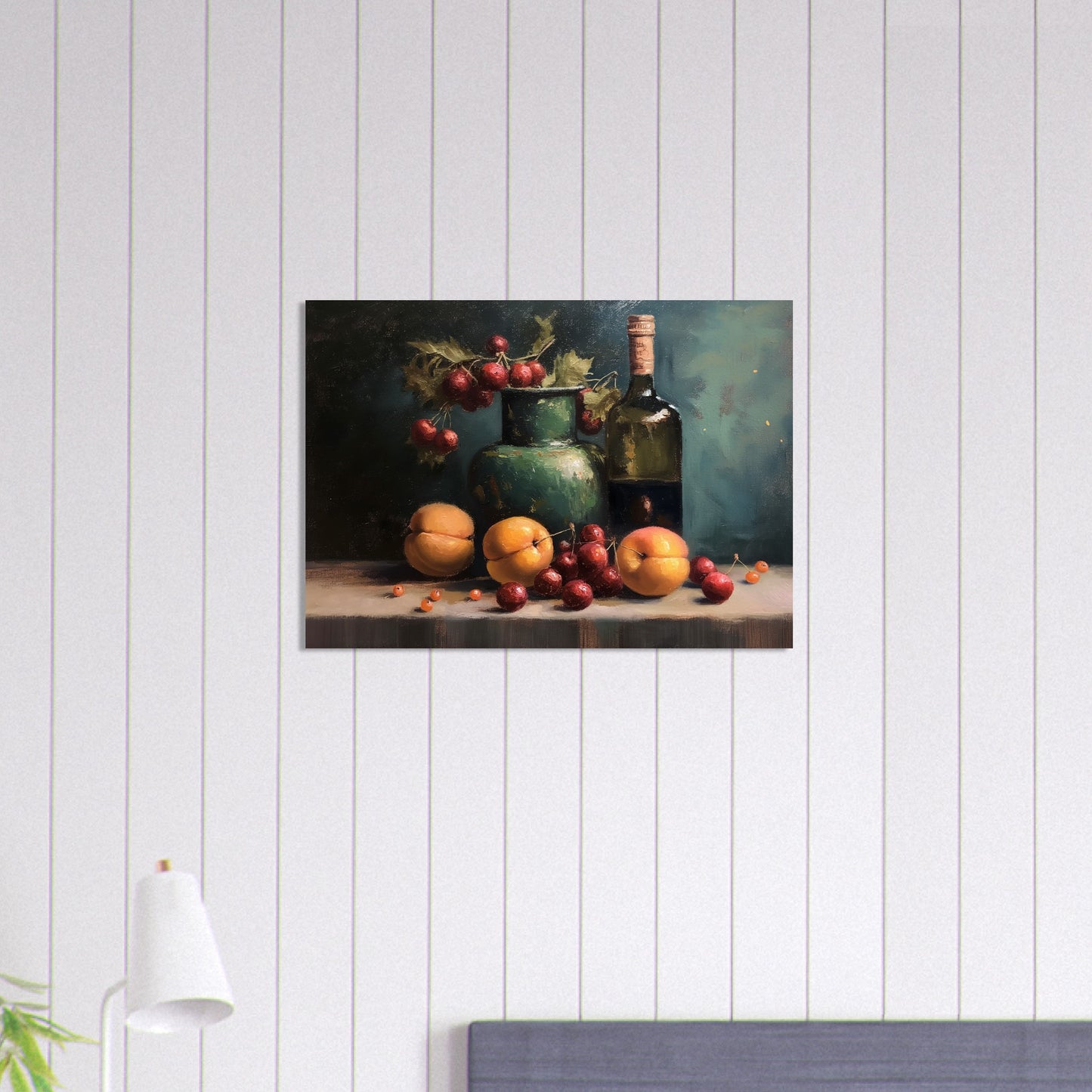 Life with Wine and Fruit - Still life art pieces-print-on-foam-board