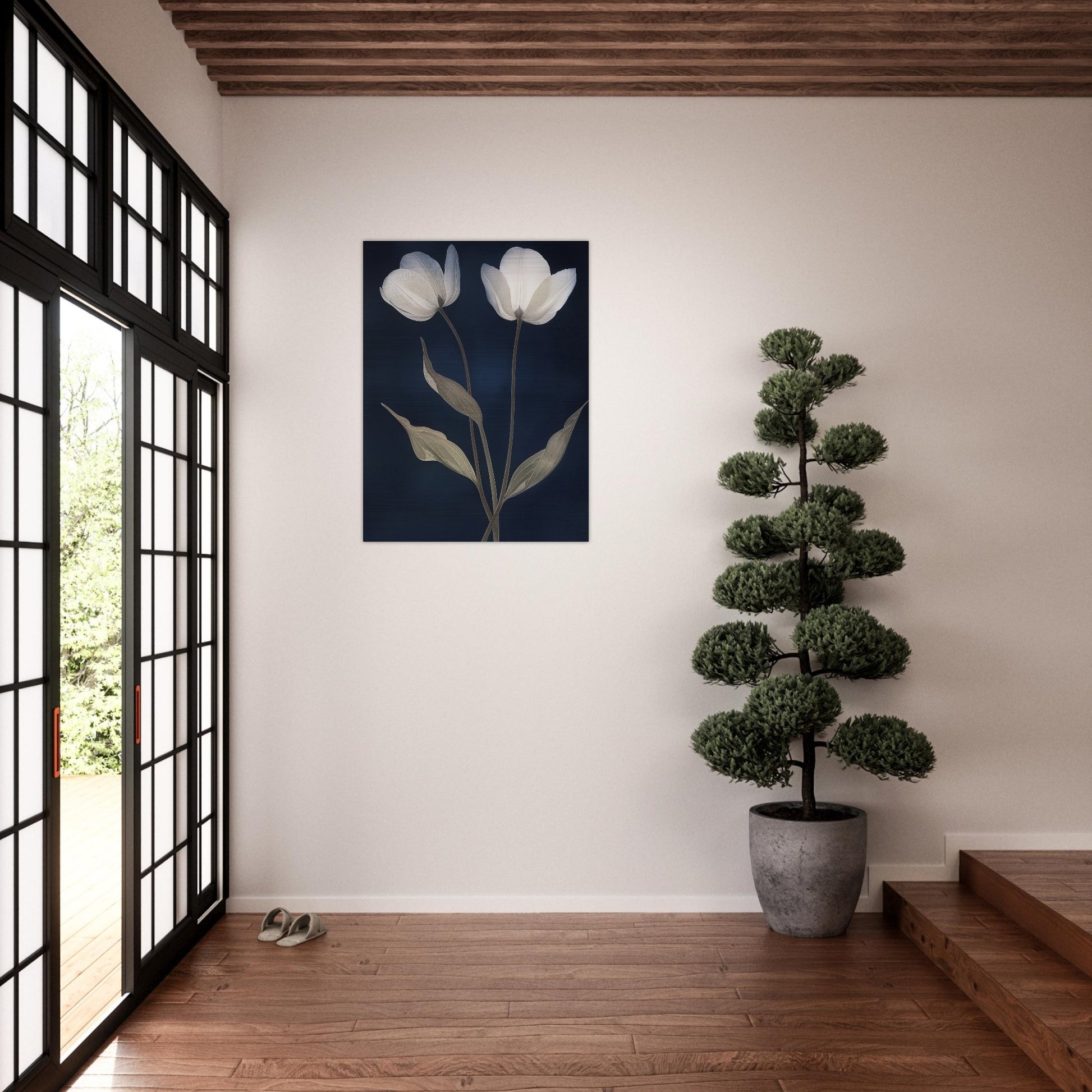 Midnight Blooms - Floral Art-print-on-aluminum