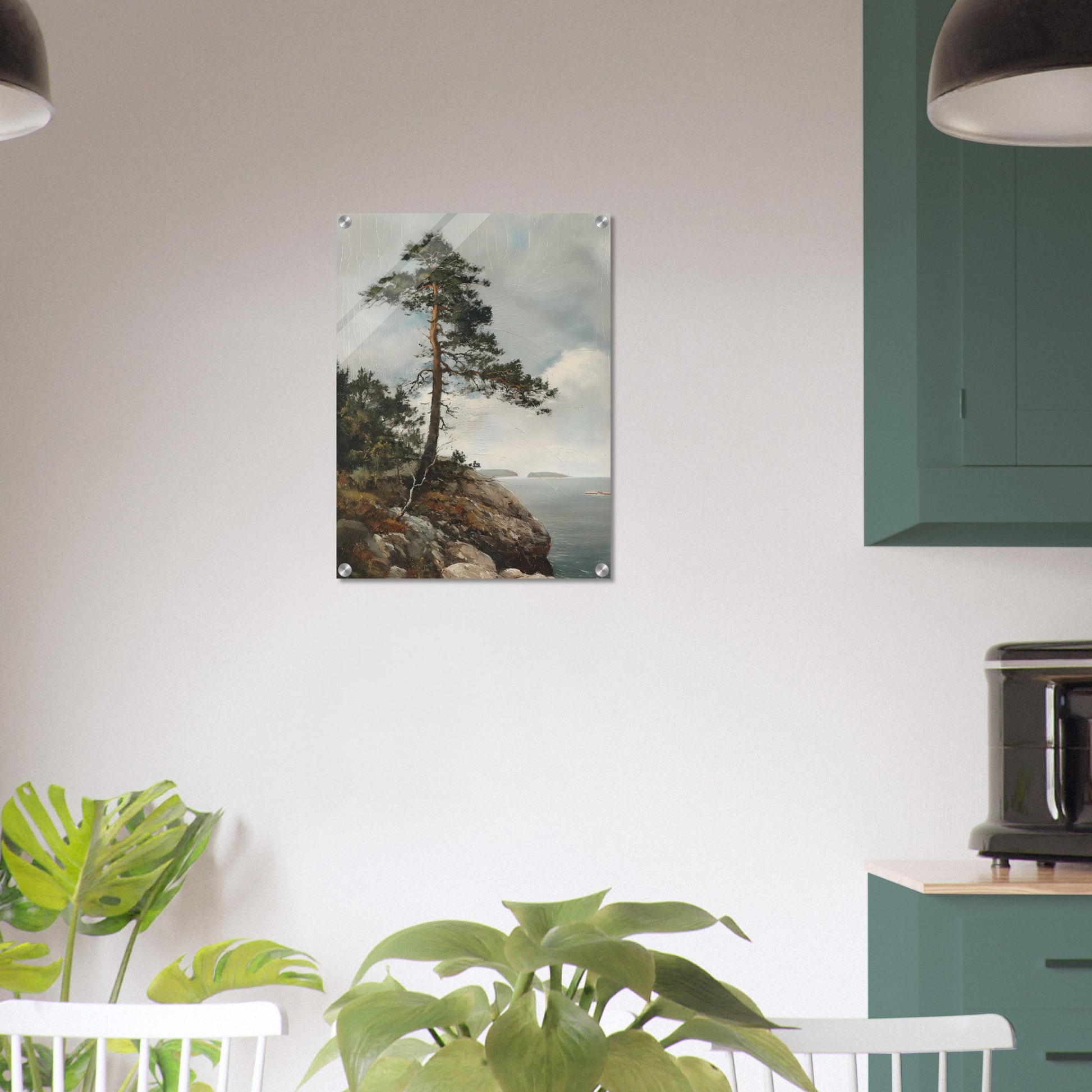 Majestic Solitude - Lone Pine Overlooking the Sea - Nature Art-print-on-acrylic