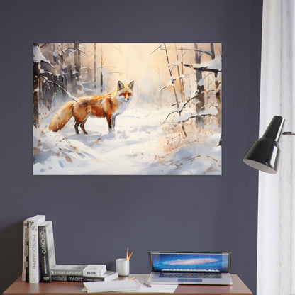 Crimson Sentry - Winter’s Vibrant Whisper - Nature Art-print-on-foam-board