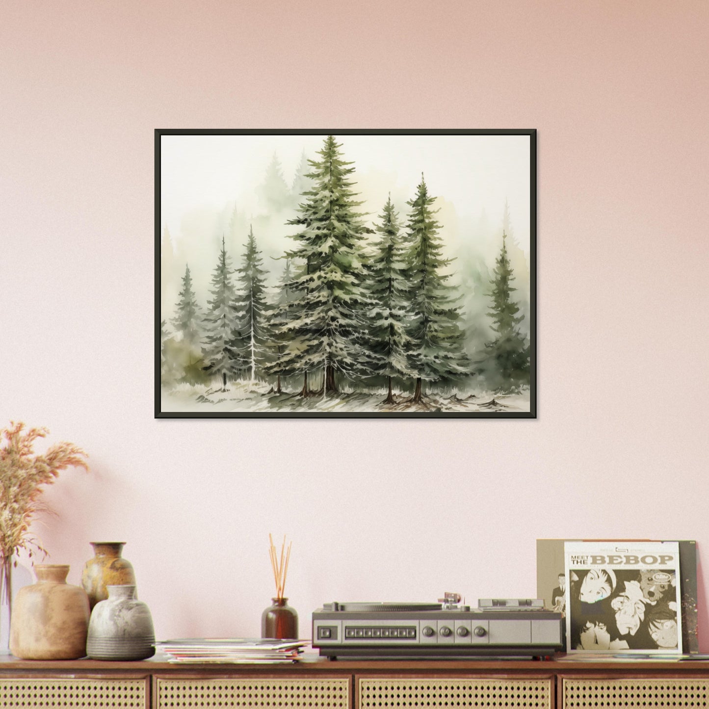 Verdant Veil - The Winter's Slumber - Landscape Art-print-in-aluminum-frame