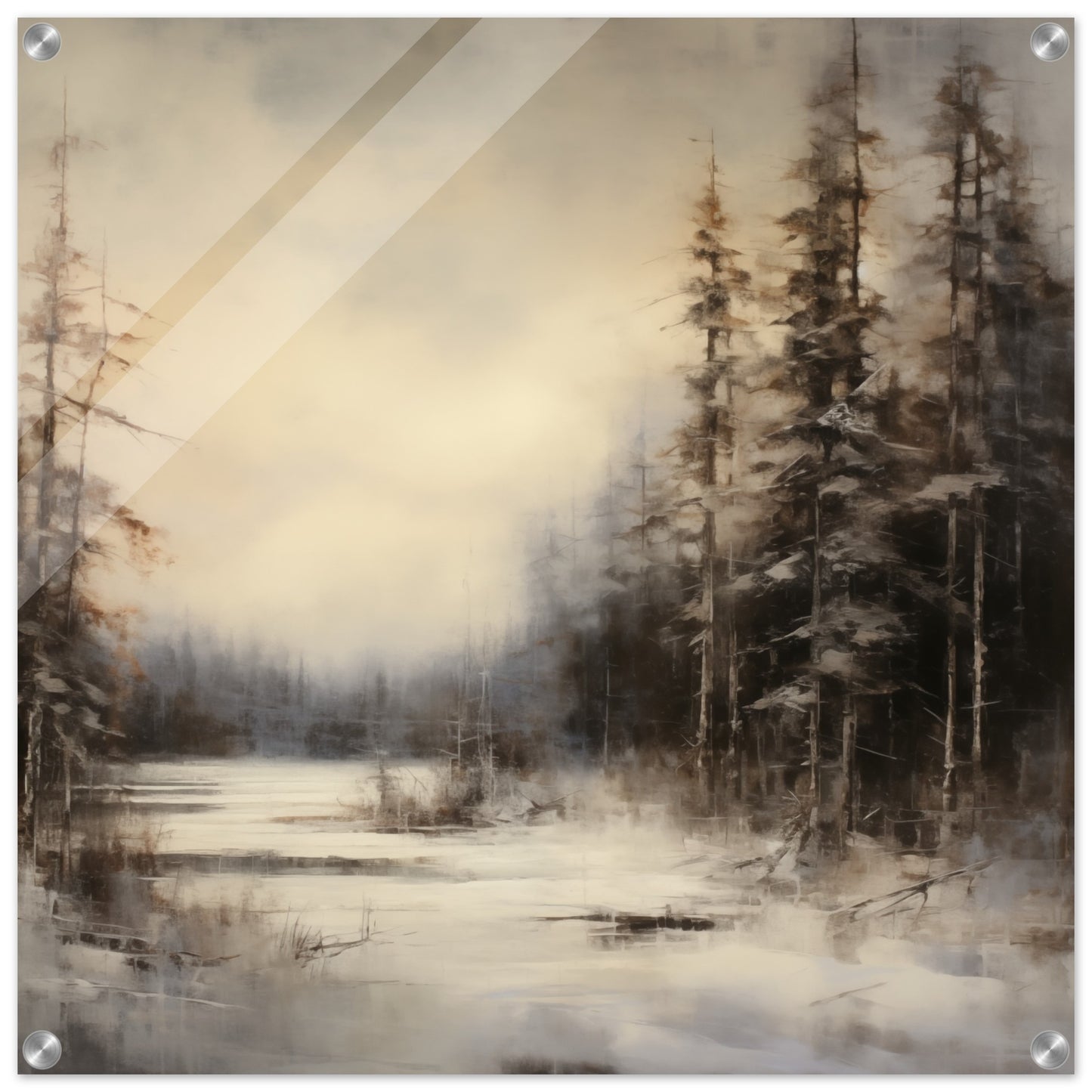 Frostbound Solitude - Serenity at Dusk - Landscape Art-print-on-acrylic