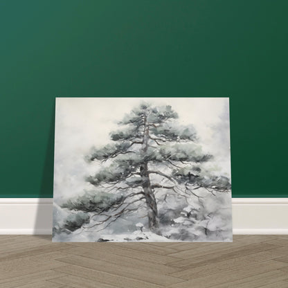 Winter's Sentinel - The Stoic Pine - Landscape Art-poster