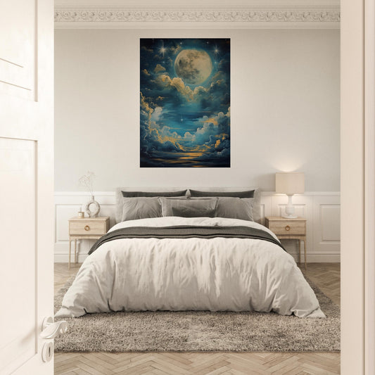 Lunar Sonata - An Evening's Rhapsody in Blue - Fantasy Art-print-on-foam-board