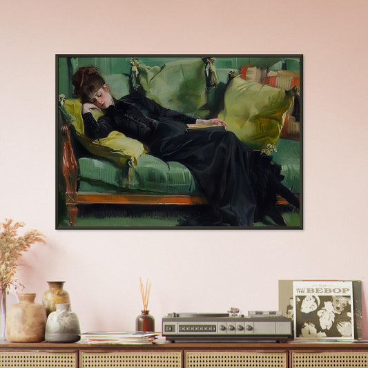 Repose in Reverie - A Moment Suspended in Time - Classic Art-print-in-aluminum-frame