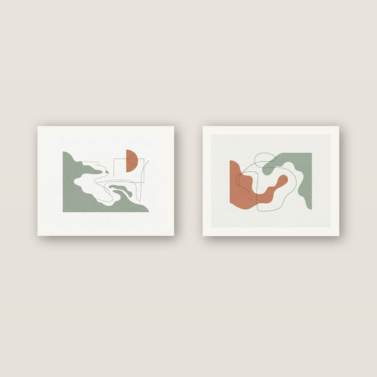 Coastal Silhouette Set of 2 — two Large 50×40 cm prints, hung 12 cm apart