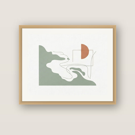 Coastal Silhouette No. 1 — Large 50×40 cm print in a solid oak frame