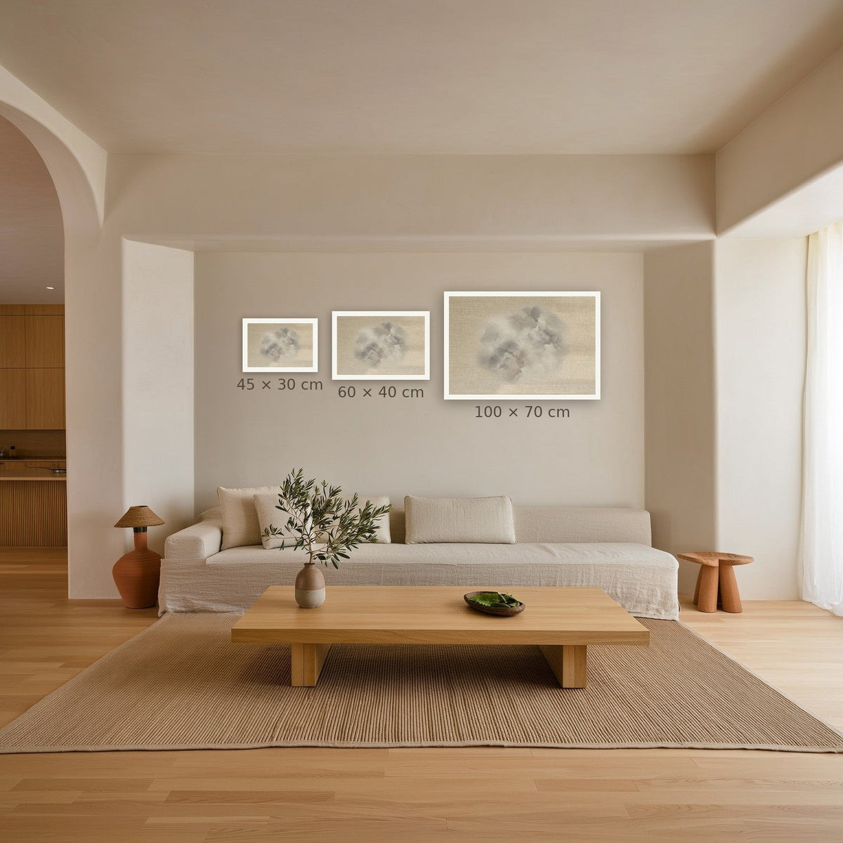 Vapor Abstract No. 1 — Medium, Large and Statement sizes compared on one wall